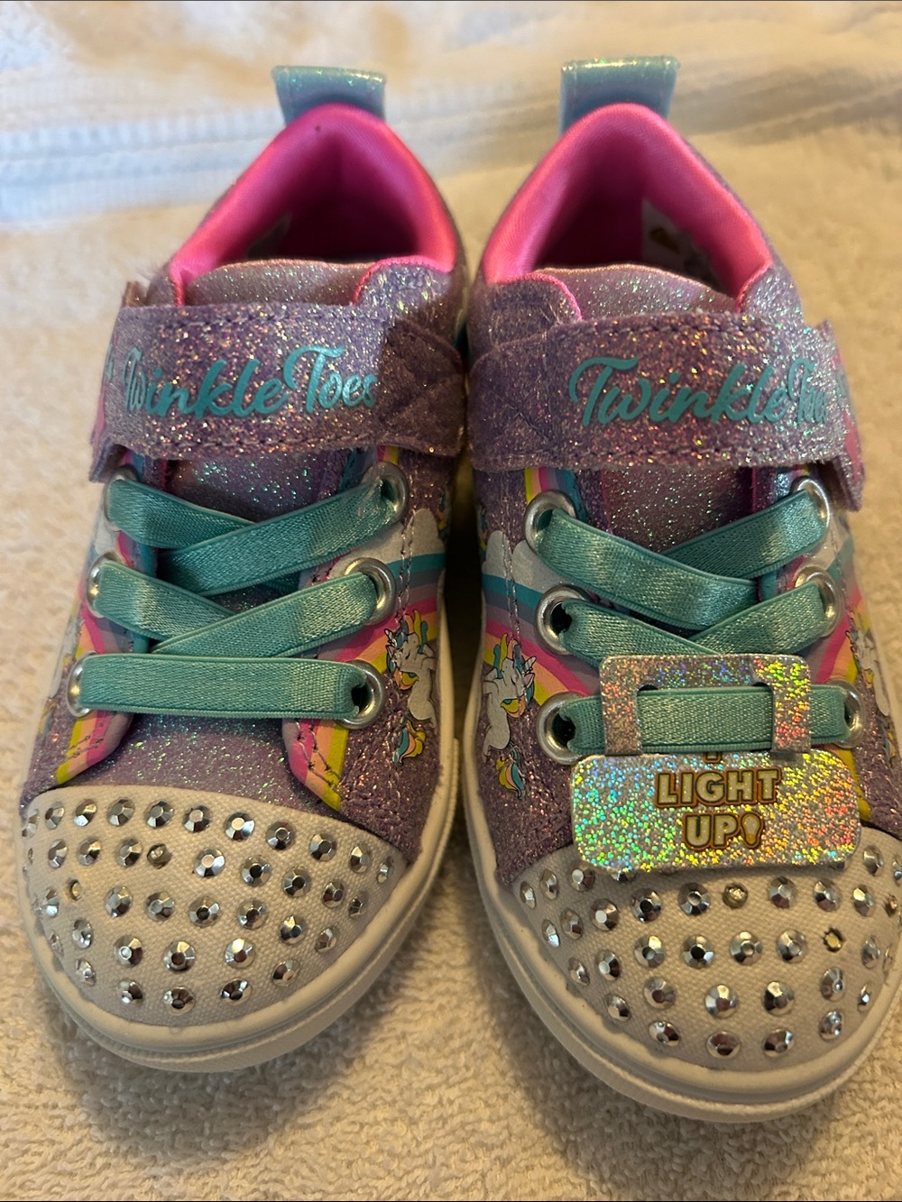 NEW Girls' Glitter Unicorn Sneakers in Purple, Teal & Pink size 6.5 toddler